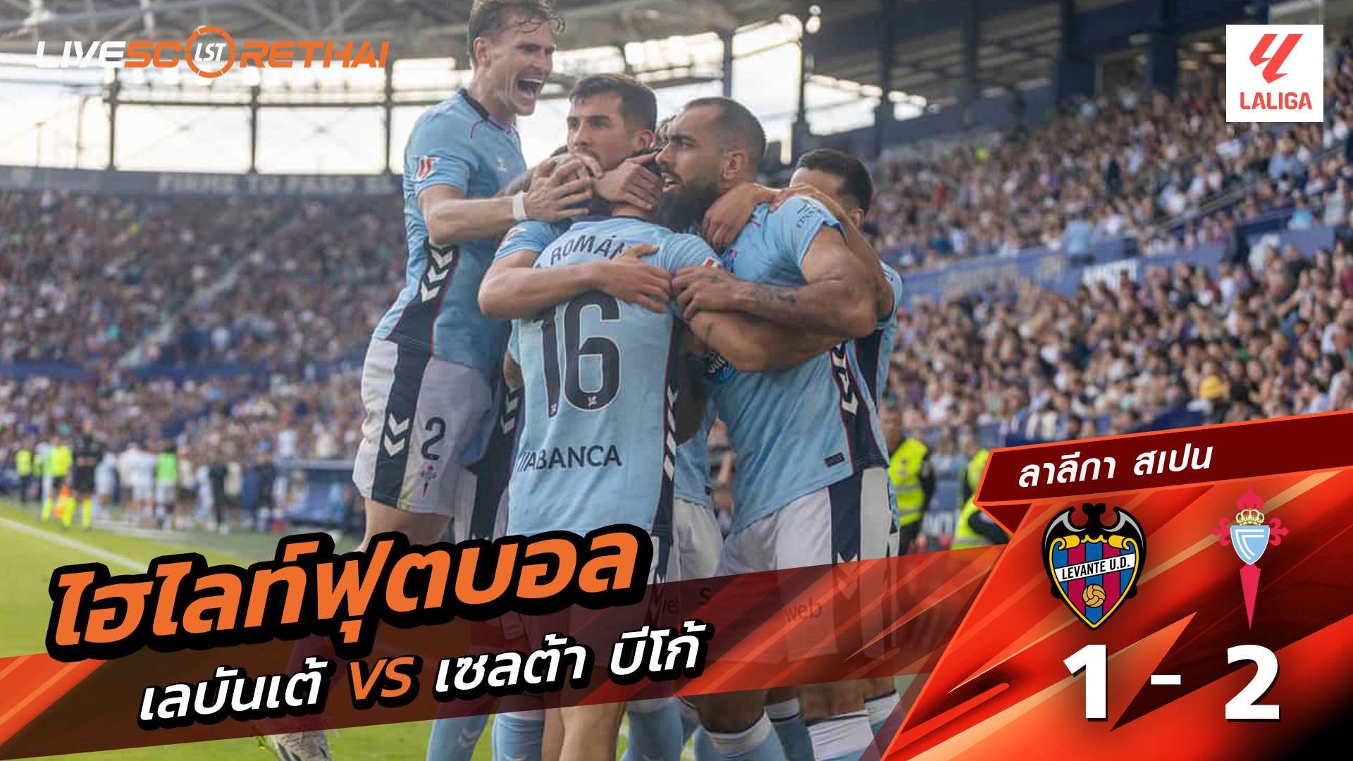 ไฮไลท์ฟุตบอล วันที่ 2 พฤศจิกายน พ.ศ. 68 ลาลีกา สเปน : เลบันเต้ 1-2 เซลต้า บีโก้